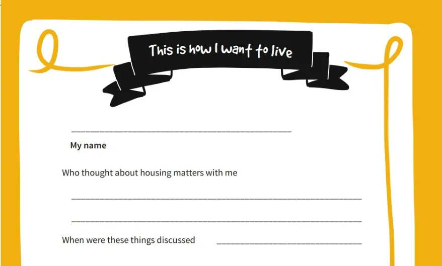 Form for helping you plan your living arrangement: This is how I want to live