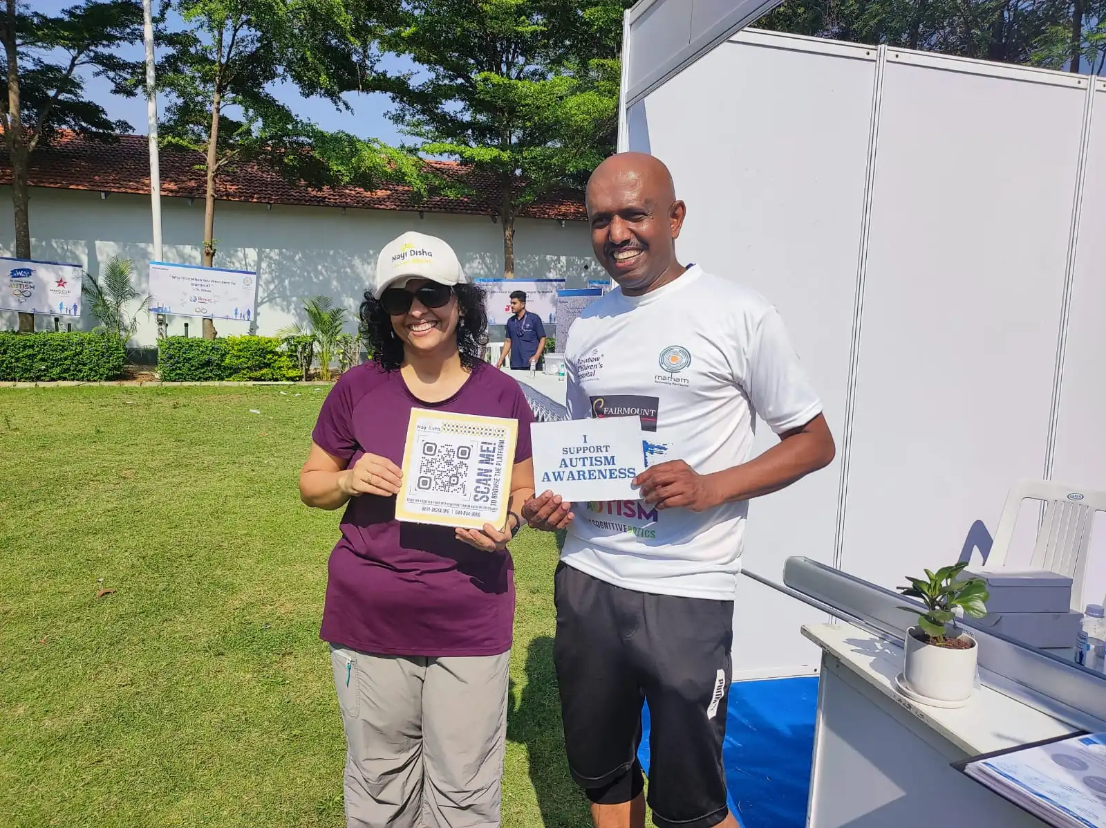 Our Executive Director Prachi Deo with Dr Lokesh Lingappa at Autism Walkathon in Hyderabad